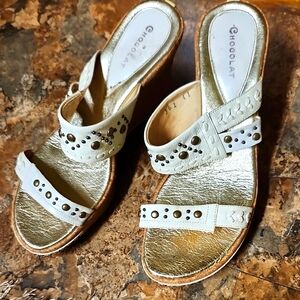 Chocolate Blu Platform Wedge Slide Sandal, Sz 41 [Us 10]